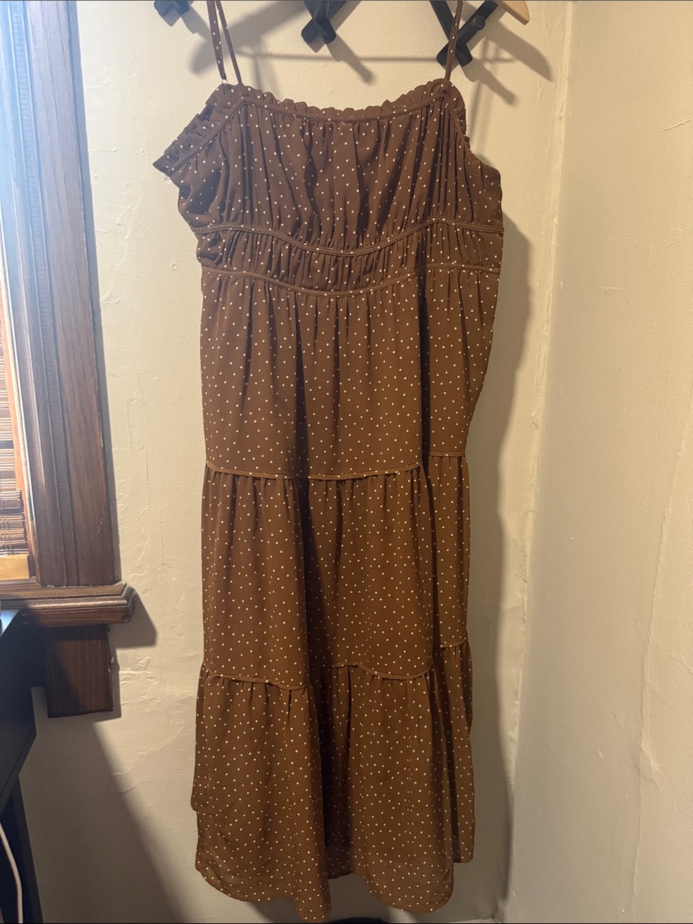 Madewell Brown Polka Dot Tiered Maxi Dress